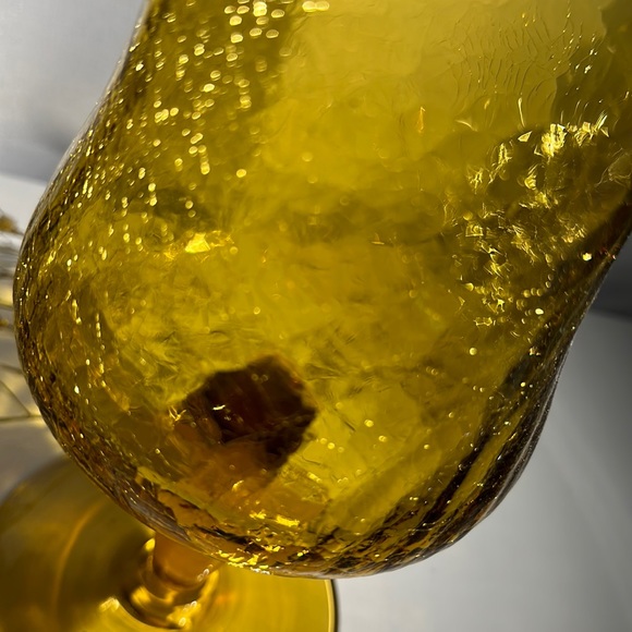 Vintage Mid Century Modern Blown Crackle Glass Bell Footed Vase W/Pontil Mark - Picture 7 of 10